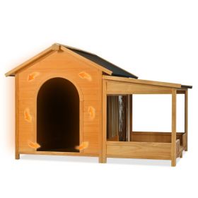 60.2  Large Outdoor Dog House With Insulated Liner For Winter Waterproof Dog Kennel For Medium & Large Dogs, Dog House With Porch And Asphalt Roof And