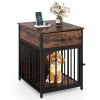 Small Dog Crate Furniture with Charging Station