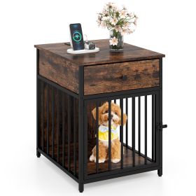 Small Dog Crate Furniture with Charging Station