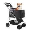 Foldable Dog Stroller with Detachable Carrier