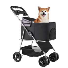 Foldable Dog Stroller with Detachable Carrier
