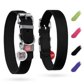 Black Long Lasting Leather Dog Collar for Medium Small Dogs 8-11 inch