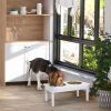 Heavy Duty Wooden Elevated Pet Bowl Feeding Station, White