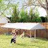 PawHut Outdoor Dog Kennel with Adjustable & Rotatable Bowl Rack, Waterproof Cover, Secure Lock, 19.7' x 7.5' x 5.2'