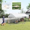 PawHut Outdoor Dog Kennel w/ Adjustable & Rotatable Bowl Rack, Waterproof UV-Resistant Cover, Secure Lock, 19.7' x 7.5' x 7.5'