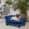 PawHut Pet Sofa Bed with Storage, Cushy Couch for Cats and Small Dogs, Soft Foam Couch, Modern Pet Furniture, Blue