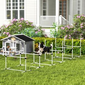 6 Piece Dog Agility Set with Adjustable Height Jump Bars (Option: White-980x200x200 mm)