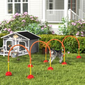 4 Piece Dog Agility Course Backyard Set with 4 Height Adjustable Dog Agility Jumps (Option: Orange-840x250x210 mm)