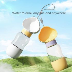 Dog out water bottle and bowl (colour: Common to cats and dogs, size: Cloud white drinking water+feeding - 350ml+200ml)