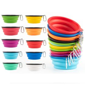 Large Collapsible Pet Folding Silicone Travel Bowl (Color: Pink, size: 1000ml)