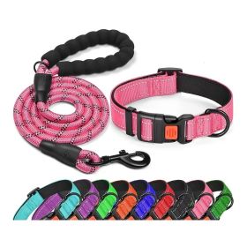 Matching Collar and Leash with Comfortable Handle (Color: Pink, size: XS)