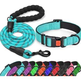 Matching Collar and Leash with Comfortable Handle (Color: Lake Blue, size: XS)
