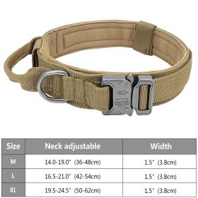Tactical Pet Collar With Handle; Military Heavy Duty Dog Collars For Medium To Large Dogs (Color: khaki, size: L)