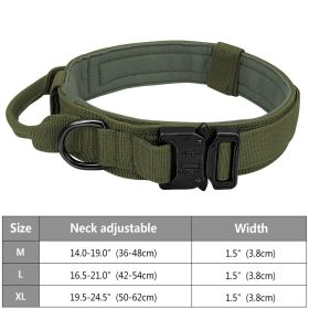 Tactical Pet Collar With Handle; Military Heavy Duty Dog Collars For Medium To Large Dogs (Color: Army Green, size: L)