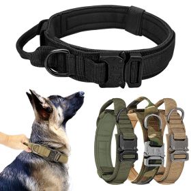 Tactical Pet Collar With Handle; Military Heavy Duty Dog Collars For Medium To Large Dogs (Color: khaki, size: M)