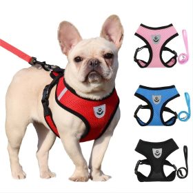 Reflective Mesh Pet Harness And Leash Set (Color: Black, size: L)
