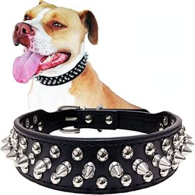 Adjustable Microfiber Leather Spiked Studded Dog Collar (Color: Pink, size: M(12"-15" / 30.5cm-38cm))
