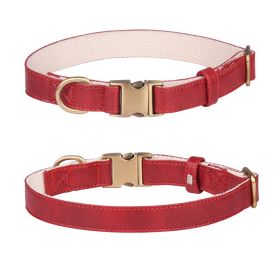 Leather Collar with Durable Metal Buckle (colour: Leather, size: S code)
