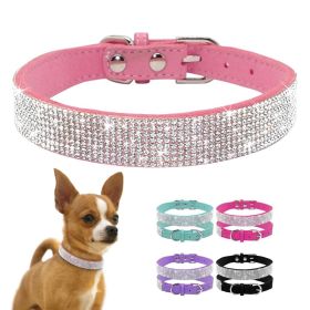 Rhinestone Collar For Small To Medium Dogs (Color: Light Blue, size: L)
