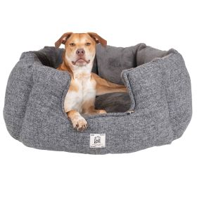 Chill Kuzzi Small Grey Round Dog Bed (Color: Grey, size: medium)