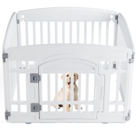 Folding Indoor Outdoor Dog Playpen (Color: White/4-Panel)