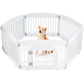 Folding Indoor Outdoor Dog Playpen (Color: White/6-Panel)