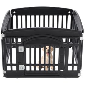 Folding Indoor Outdoor Dog Playpen (Color: black/4-Panel)