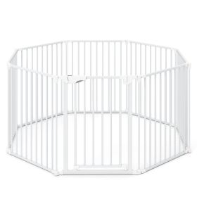 Extra Wide Adjustable Baby & Pet Gate with Auto Close Door (Color: White)