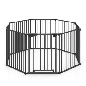 Extra Wide Adjustable Baby & Pet Gate with Auto Close Door (Color: Black)