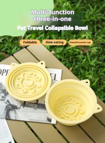 3 in 1 Collapsible Slow Feeder Dog Bowl (Color: Blue, size: 650ml)