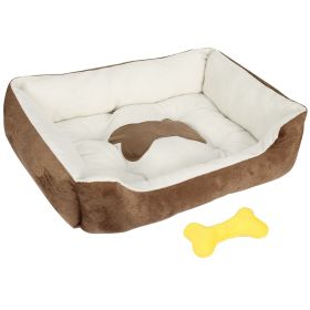 Cozy Fleece Dog Bed (Color: Brown, size: S)
