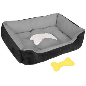 Cozy Fleece Dog Bed (Color: Black, size: S)