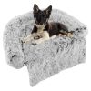 Gray Plush Dog Couch Bed with Anti-Slip Bottom