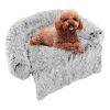 Gray Plush Dog Couch Bed with Anti-Slip Bottom