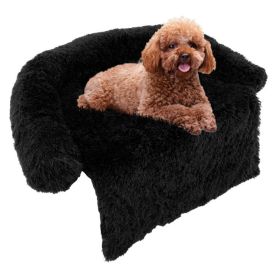 Black Plush Dog Couch Bed with Anti-Slip Bottom (size: S)