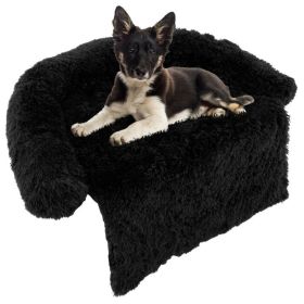 Black Plush Dog Couch Bed with Anti-Slip Bottom (size: M)
