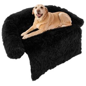 Black Plush Dog Couch Bed with Anti-Slip Bottom (size: L)