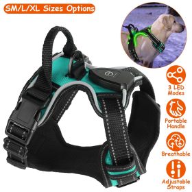 Light Up Dog Harness Rechargeable LED (Color: Green, size: M)