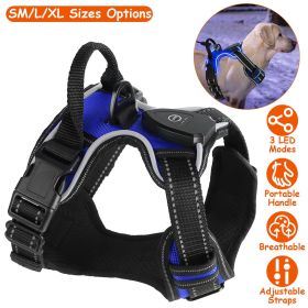 Light Up Dog Harness Rechargeable LED (Color: Dark Blue, size: XL)