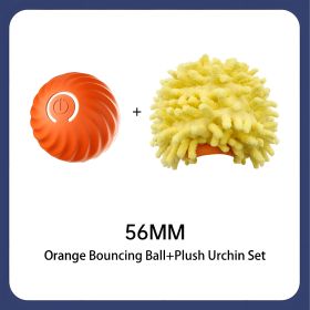 Interactive Bouncing Ball For Dogs,Automatic Smart Toy, Self-moving Rotating Stimulating Pet Entertainment, Noise-Reducing Urchin Cover (size: Orange Ball(56mm)+Plush Urchin Set  GTIN)