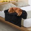 Black Plush Dog Couch Bed with Anti-Slip Bottom