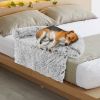 Gray Plush Dog Couch Bed with Anti-Slip Bottom