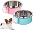 Removable Stainless Steel Hanging Pet Cage Food & Water Bowl