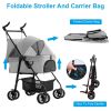 Foldable Pet Stroller with Detachable Basket