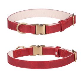 Soft Leather Dog Collar with Durable Metal Buckle (colour: Leather, size: S code)