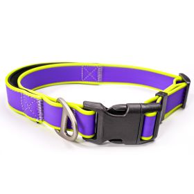 Waterproof Odor-Resistant Tactical Dog Collar (Color: Purple-yellow, size: S)