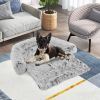 Gray Plush Dog Couch Bed with Anti-Slip Bottom