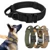 Tactical Pet Collar With Handle; Military Heavy Duty Dog Collars For Medium To Large Dogs