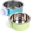 Removable Stainless Steel Hanging Pet Cage Food & Water Bowl