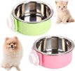 Removable Stainless Steel Hanging Pet Cage Food & Water Bowl